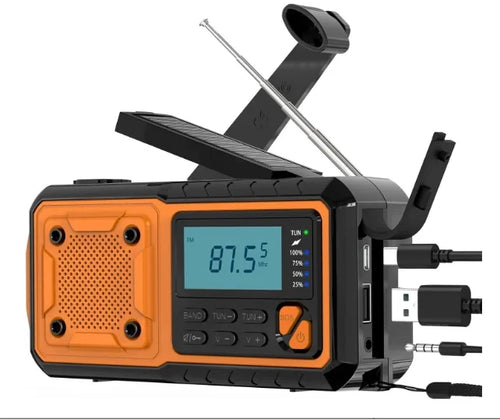 2000 mAh Emergency Radio with LED Lights Radio USB Solar Charging Light Outdoor Travel Portable Rechargeable FM/AM Radio