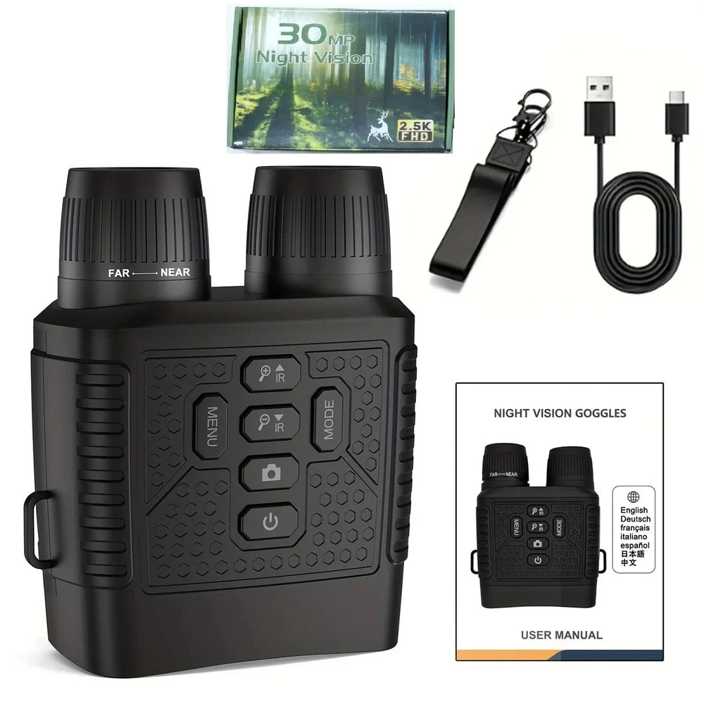 Night Vision Binoculars with Tactical Light – 2.5K, 6X Zoom, 2000mAh