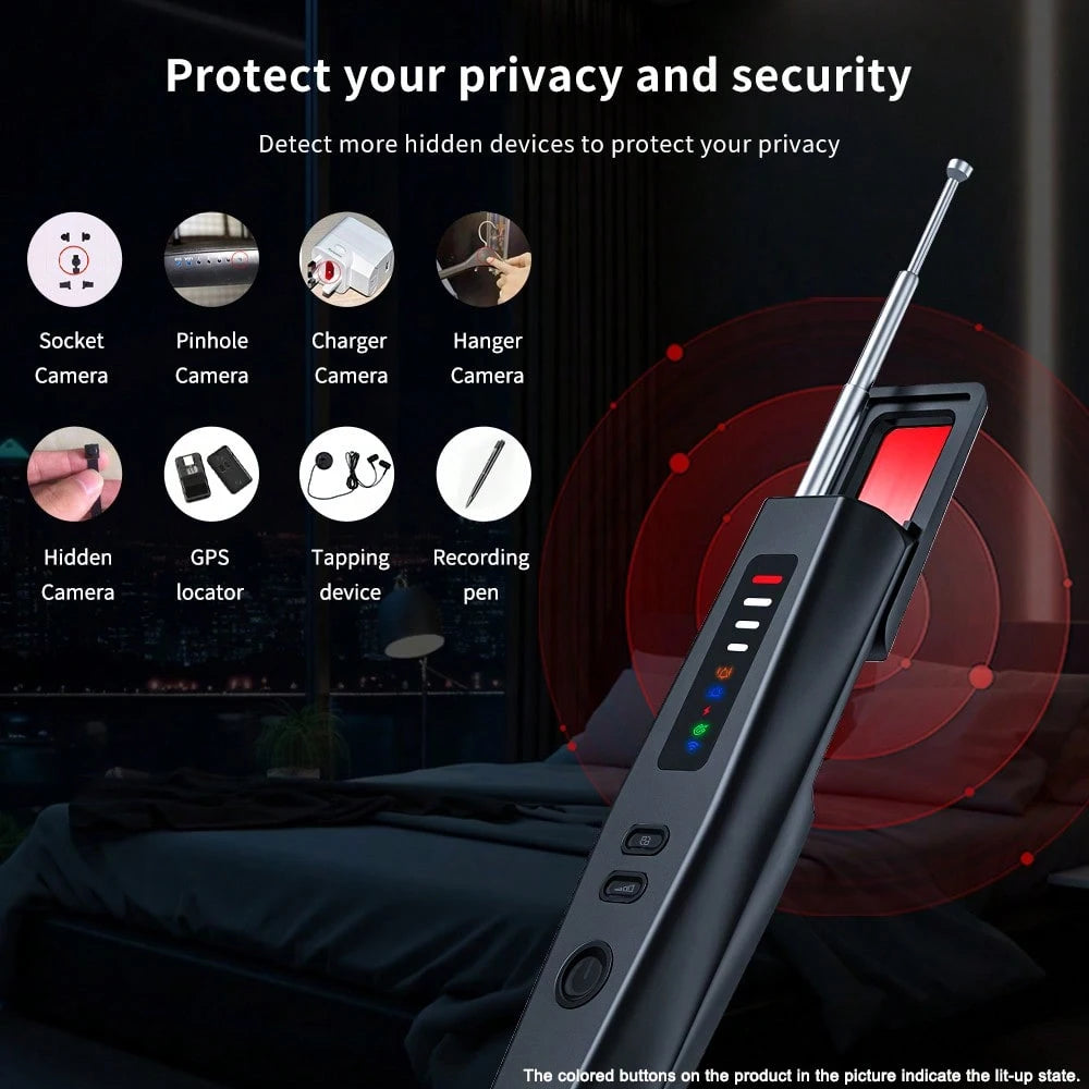 Hidden Camera Detector Anti-Spy Car GPS Tracker Listening Device Bug RF Wireless All Signal Scanner Gadget Security Protection