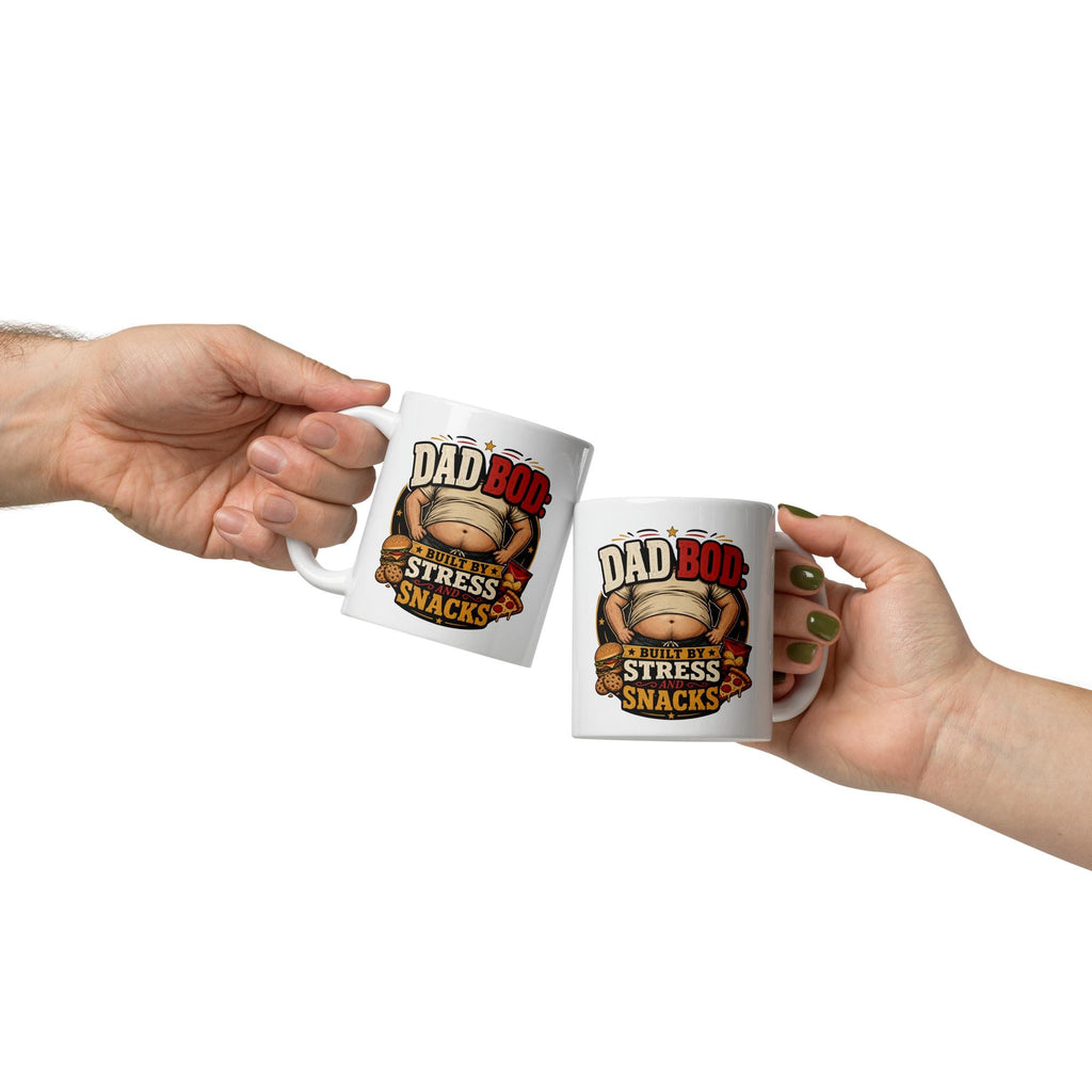Dad Bod Built by Stress and Snacks - Funny Dad Mug product image 6, showing the mug design and product mockup.