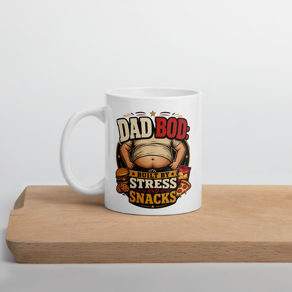Dad Bod Built by Stress and Snacks - Funny Dad Mug product image 4, showing the mug design and product mockup.