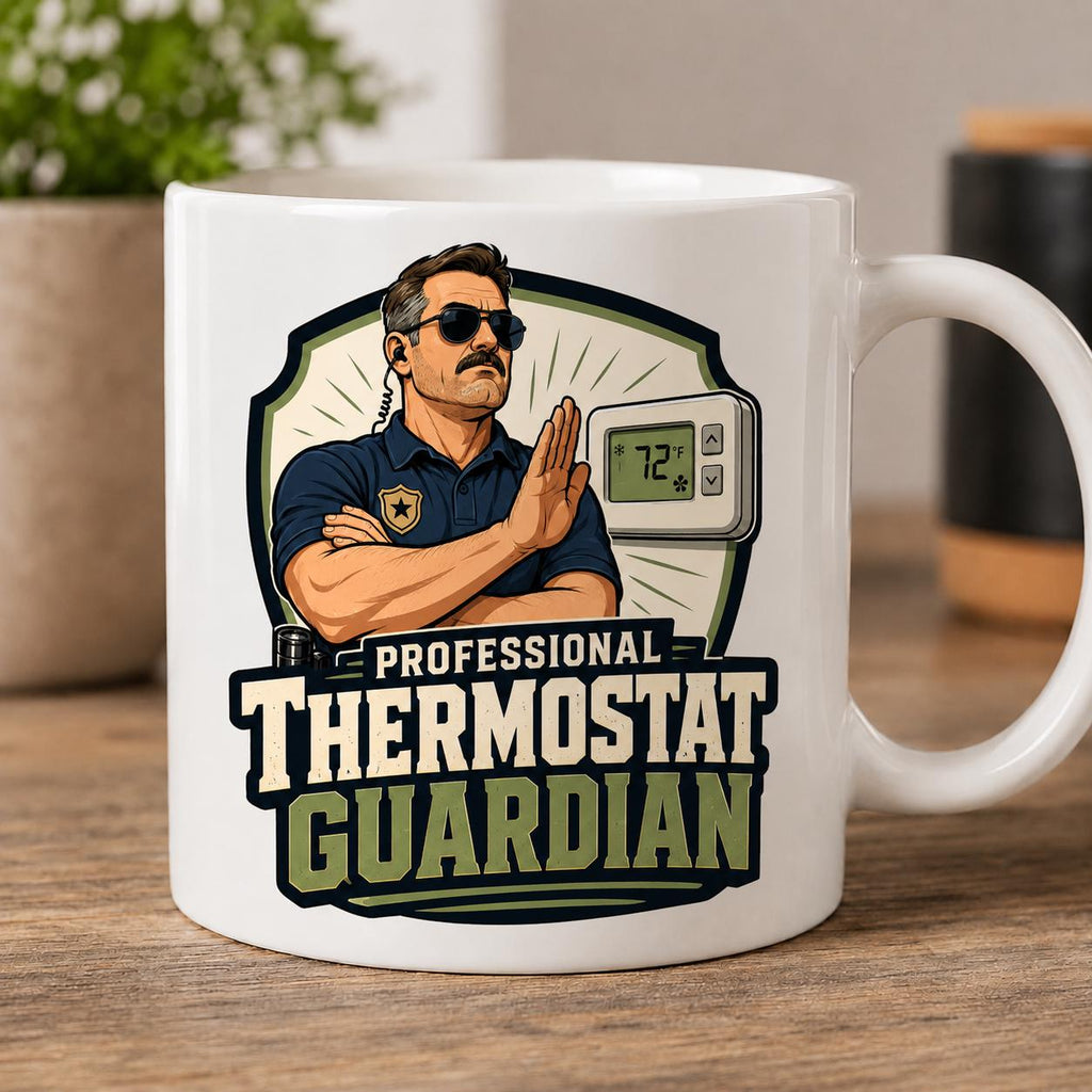 Professional Thermostat Guardian - Funny Dad Mug product image 2, showing the mug design and product mockup.