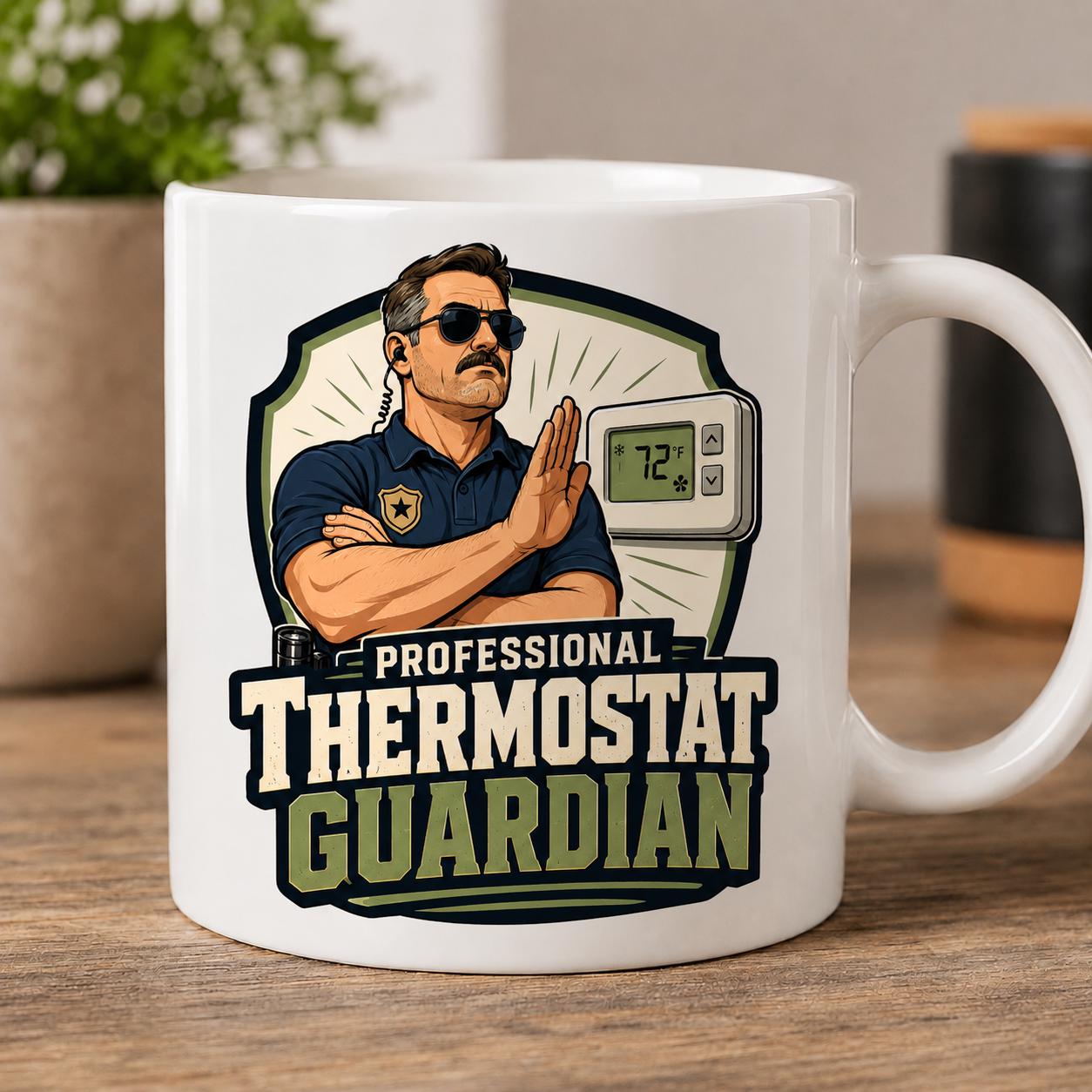 Professional Thermostat Guardian - Funny Dad Mug product image 2, showing the mug design and product mockup.