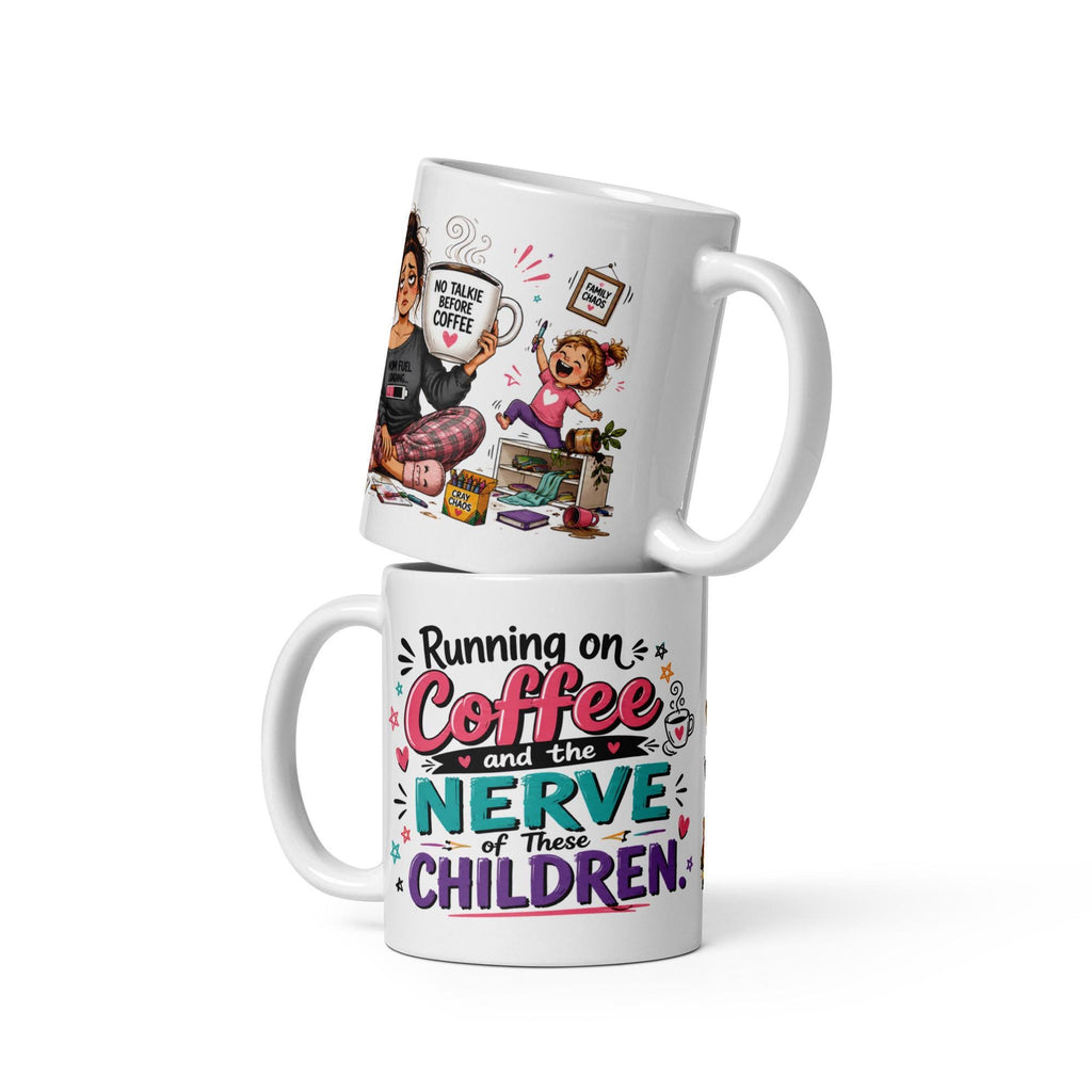 Running on Coffee and the Nerve of These Children - Funny Mom Mug product image 7, showing the mug design and product mockup.