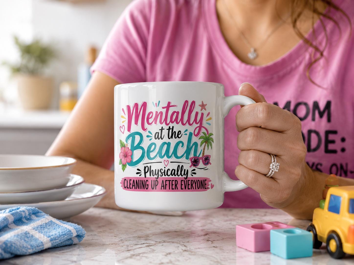 Mentally at the Beach - Funny Mom Mug product image 3, showing the mug design and product mockup.