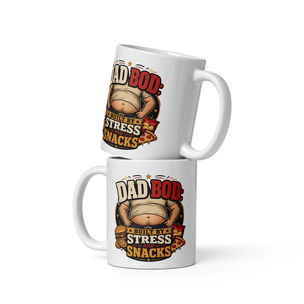 Dad Bod Built by Stress and Snacks - Funny Dad Mug product image 5, showing the mug design and product mockup.