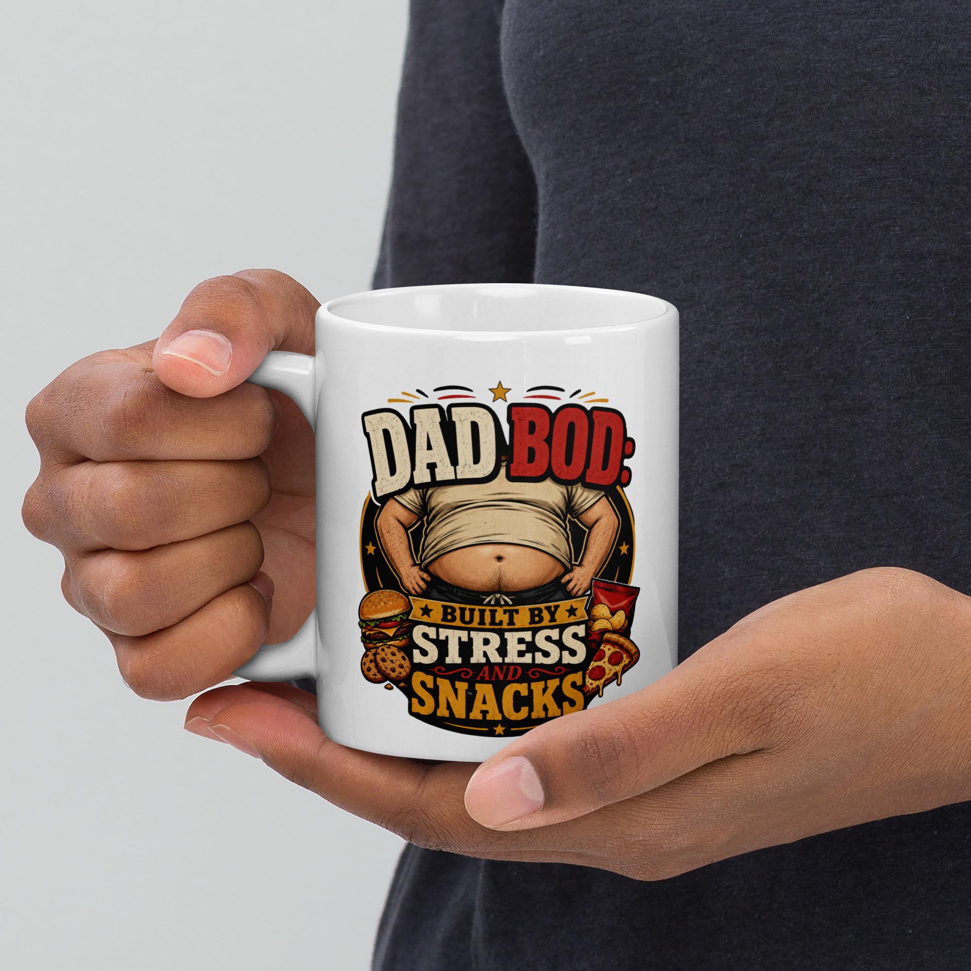 Dad Bod Built by Stress and Snacks - Funny Dad Mug product image 7, showing the mug design and product mockup.