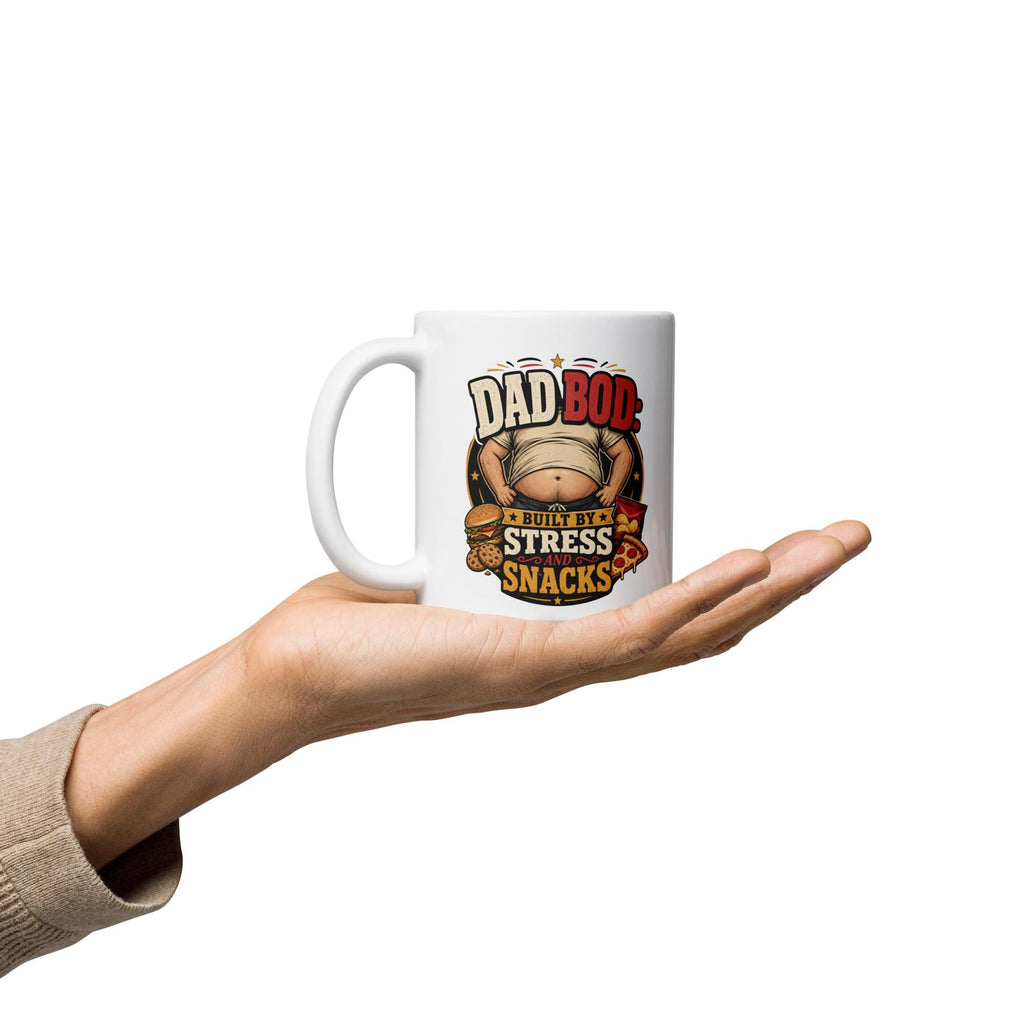 Dad Bod Built by Stress and Snacks - Funny Dad Mug product image 8, showing the mug design and product mockup.