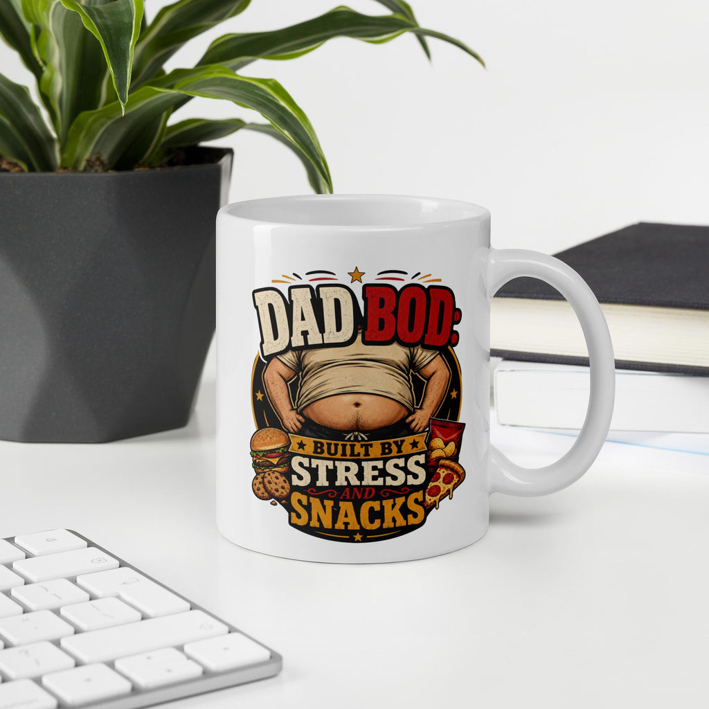 Dad Bod Built by Stress and Snacks - Funny Dad Mug product image 9, showing the mug design and product mockup.