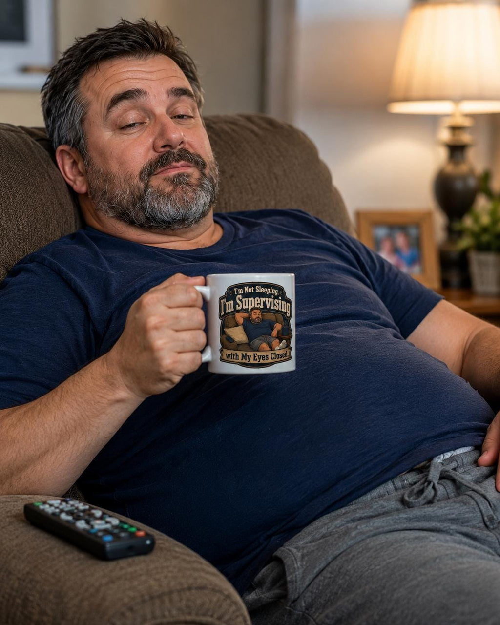 I'm Not Sleeping, I'm Supervising - Funny Dad Nap Mug product image 1, showing the mug design and product mockup.