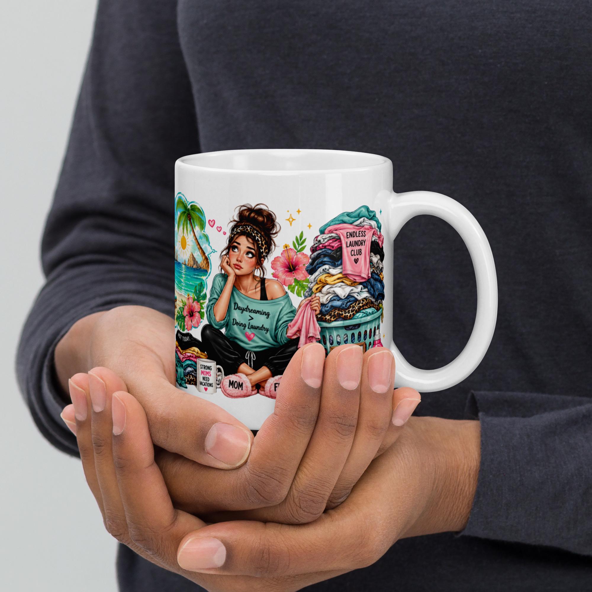 Mentally in Cabo, Physically Folding Laundry - Funny Mom Mug product image 10, showing the mug design and product mockup.