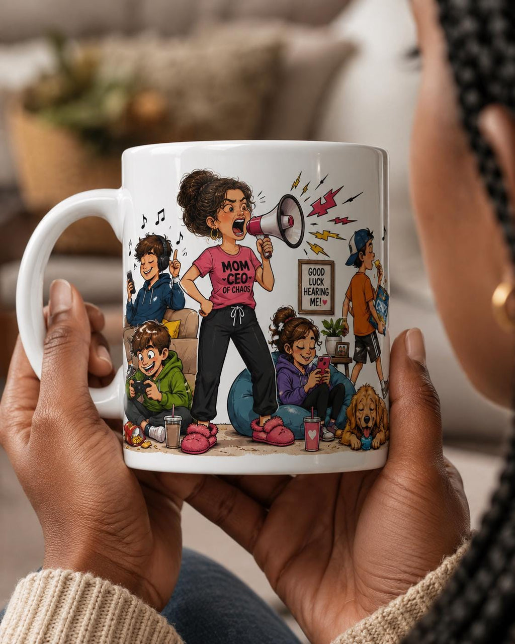 I'm Not Yelling, This Is Mom Surround Sound - Funny Mom Mug product image 3, showing the mug design and product mockup.