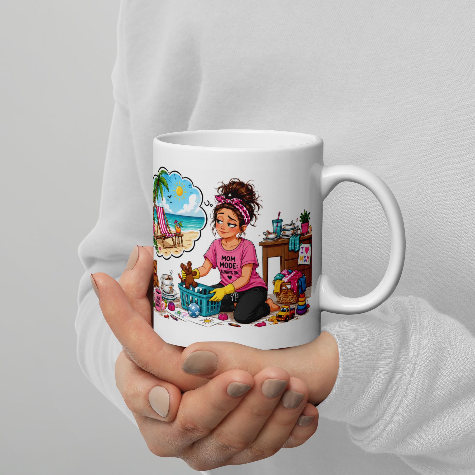 Mentally at the Beach - Funny Mom Mug product image 9, showing the mug design and product mockup.