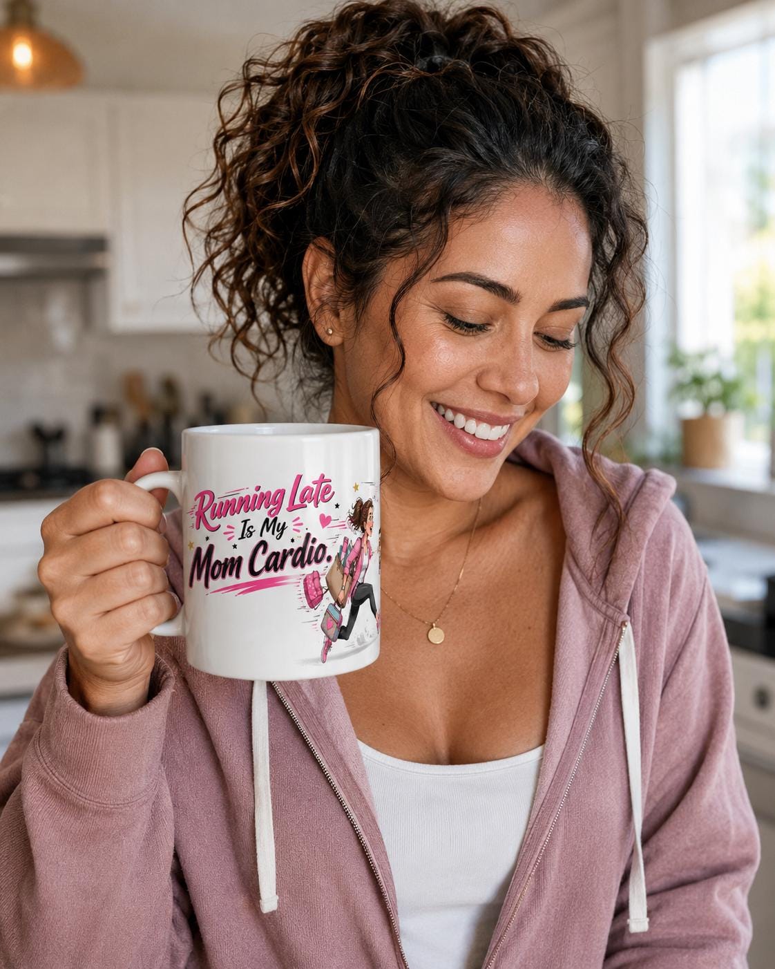 Running Late Is My Mom Cardio - Funny Mom Mug product image 1, showing the mug design and product mockup.
