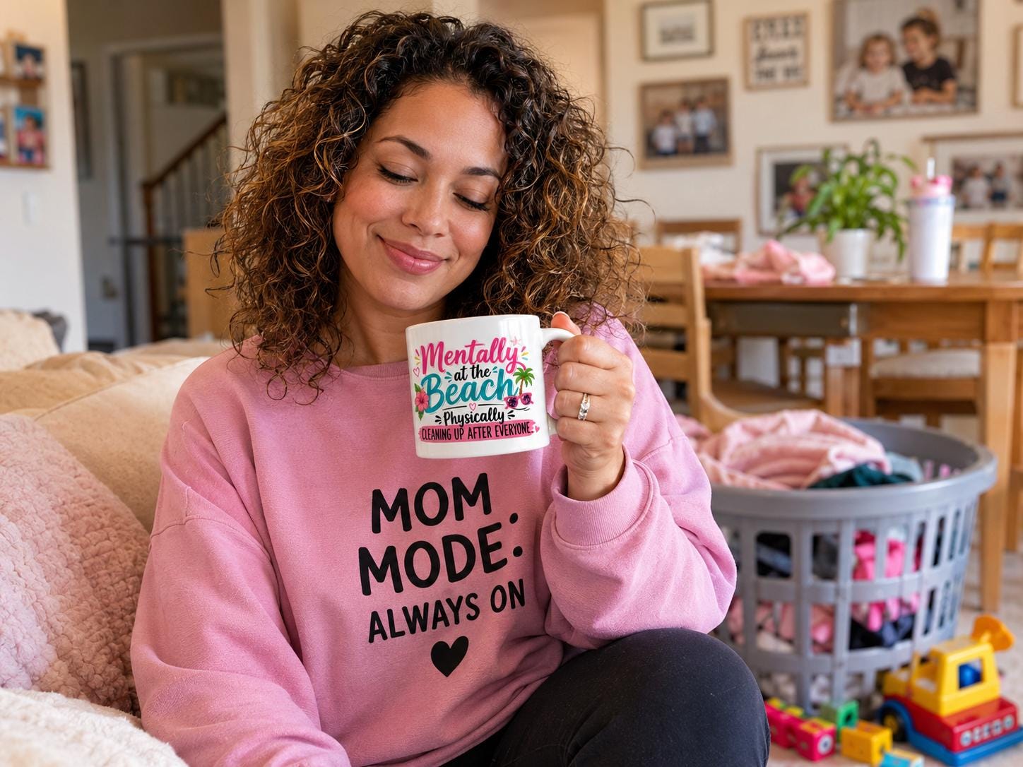 Mentally at the Beach - Funny Mom Mug product image 2, showing the mug design and product mockup.